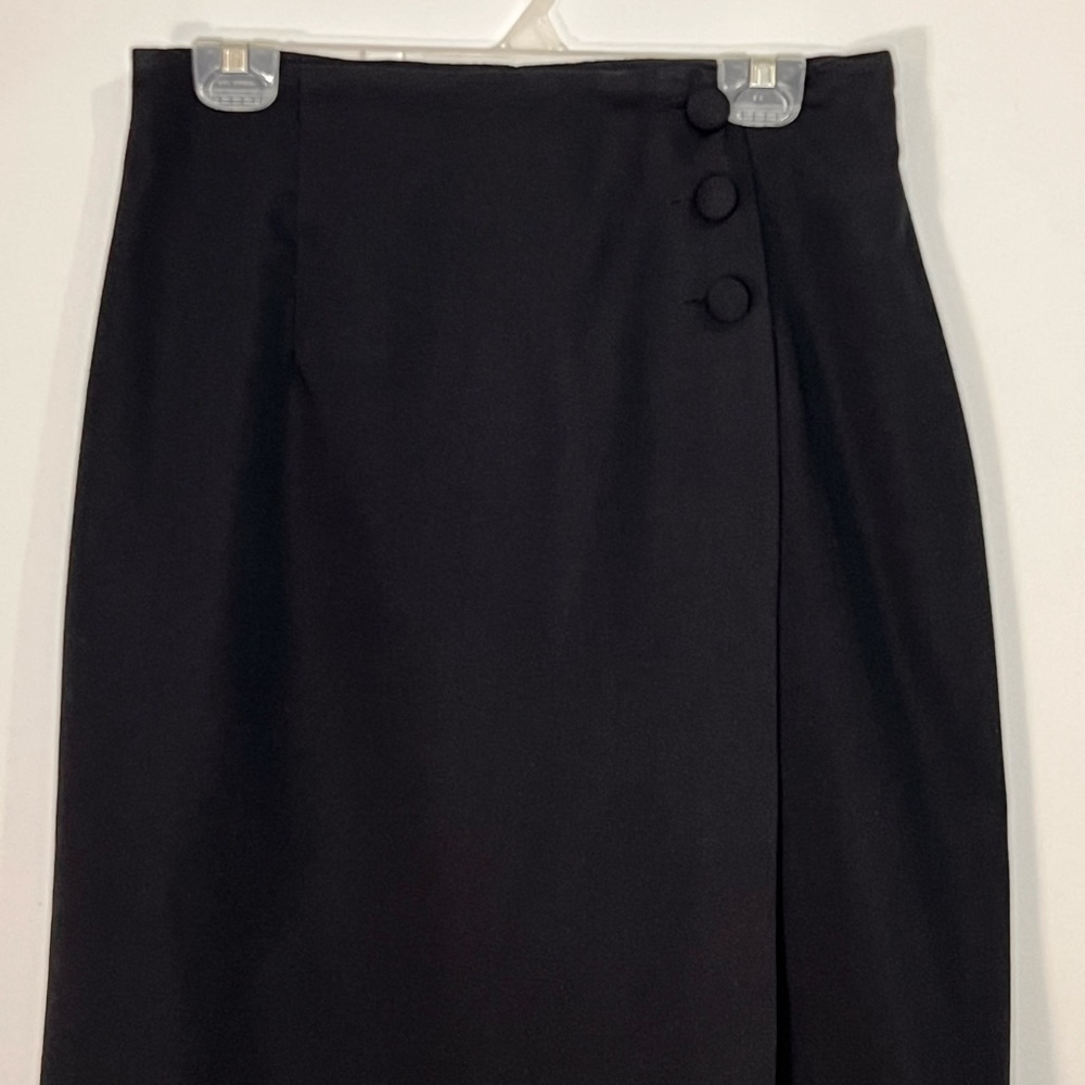 SOLD 4/6 Toby Vintage 90s Black Maxi Full Wrap Pencil Skirt - Picture 10 of 11
